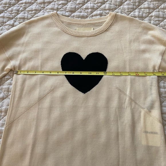 New! Zadig & Voltaire Crewneck Intarsia Heart Long sleeve sweater Ecru Med. $368 - Picture 10 of 13